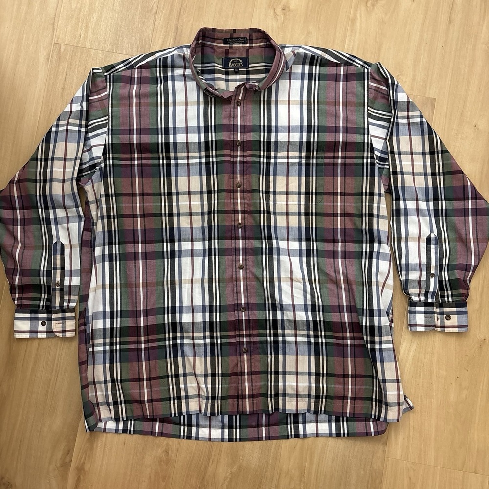 VTG BD Baggies Mens‎ Long Sleeve 3XL Tall Button Up Shirt Plaid Chatham Cloth